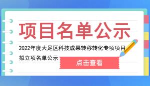 大足區(qū) | 關(guān)于2022年度大足區(qū)科技成果轉(zhuǎn)移轉(zhuǎn)化專項(xiàng)項(xiàng)目擬立項(xiàng)名單公示