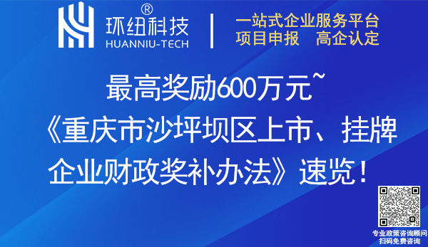 重慶市沙坪壩區(qū)上市掛牌企業(yè)財政獎補辦法